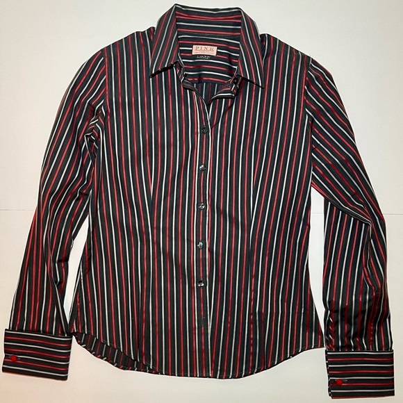 Pink Thomas Pink Jermyn Street London Womens Striped Button Up Dress Shirt Sz 10 - Picture 1 of 9
